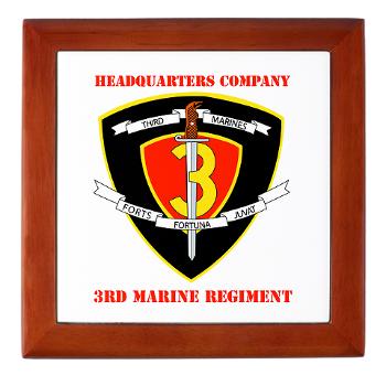 HC3M - M01 - 03 - Headquarters Company 3rd Marines with Text Keepsake Box