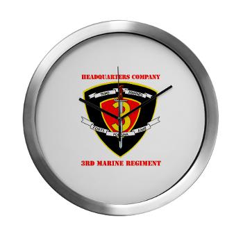 HC3M - M01 - 03 - Headquarters Company 3rd Marines with Text Modern Wall Clock - Click Image to Close
