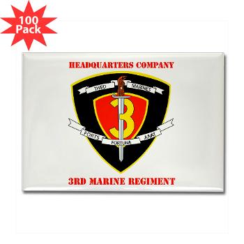 HC3M - M01 - 01 - Headquarters Company 3rd Marines with Text Rectangle Magnet (100 pack)
