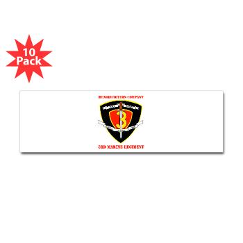 HC3M - M01 - 01 - Headquarters Company 3rd Marines with Text Sticker (Bumper 10 pk)