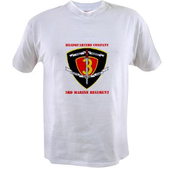 HC3M - A01 - 04 - Headquarters Company 3rd Marines with Text Value T-Shirt - Click Image to Close