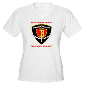 HC3M - A01 - 04 - Headquarters Company 3rd Marines with Text Women's V-Neck T-Shirt - Click Image to Close