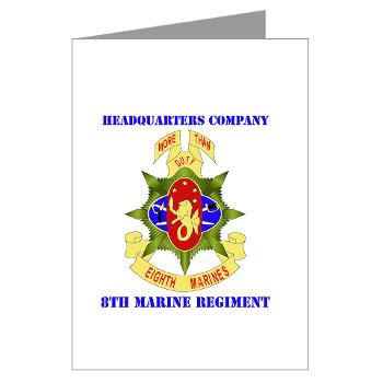 HC8M - M01 - 02 - Headquarters Company 8th Marines with Text - Greeting Cards (Pk of 10)