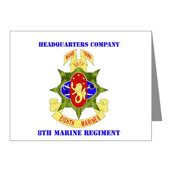 HC8M - M01 - 02 - Headquarters Company 8th Marines with Text - Note Cards (Pk of 20) - Click Image to Close