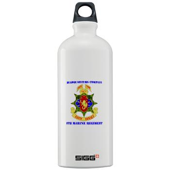 HC8M - M01 - 03 - Headquarters Company 8th Marines with Text - Sigg Water Bottle 1.0L