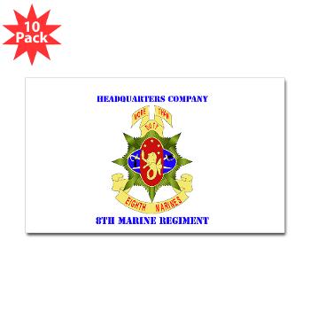 HC8M - M01 - 01 - Headquarters Company 8th Marines with Text - Sticker (Rectangle 10 pk)