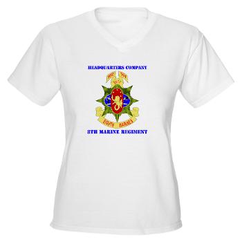 HC8M - A01 - 04 - Headquarters Company 8th Marines with Text - Women's V-Neck T-Shirt