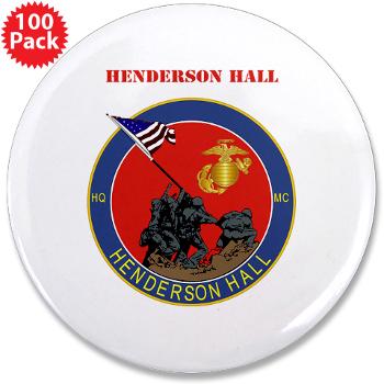 HH - M01 - 01 - Henderson Hall with Text - 3.5" Button (100 pack)