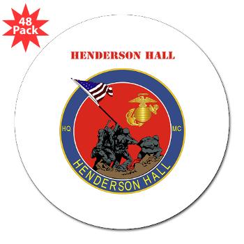 HH - M01 - 01 - Henderson Hall with Text - 3" Lapel Sticker (48 pk)