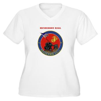 HH - A01 - 04 - Henderson Hall with Text - Women's V-Neck T-Shirt