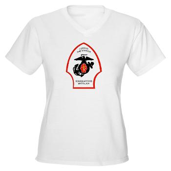 HQB2MD - A01 - 04 - HQ Battalion - 2nd Marine Division - Women's V-Neck T-Shirt