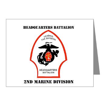 HQB2MD - M01 - 02 - HQ Battalion - 2nd Marine Division with Text - Note Cards (Pk of 20)