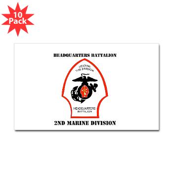 HQB2MD - M01 - 01 - HQ Battalion - 2nd Marine Division with Text - Sticker (Rectangle 10 pk)