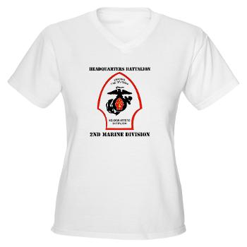 HQB2MD - A01 - 04 - HQ Battalion - 2nd Marine Division with Text - Women's V-Neck T-Shirt - Click Image to Close