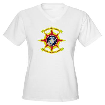 HQBN2MLG - A01 - 04 - HQ Battalion - 2nd Marine Logistics Group - Women's V-Neck T-Shirt