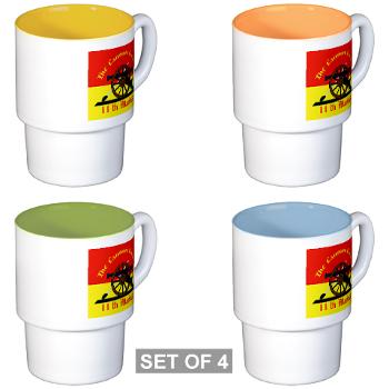 HQC11M - M01 - 03 - HQ Coy - 11th Marines Stackable Mug Set (4 mugs)