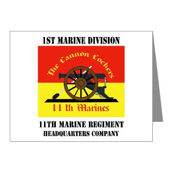 HQC11M - M01 - 02 - HQ Coy - 11th Marines with Text Note Cards (Pk of 20) - Click Image to Close