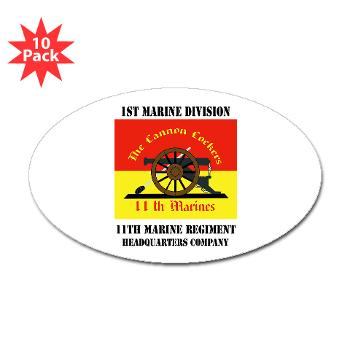 HQC11M - M01 - 01 - HQ Coy - 11th Marines with Text Sticker (Oval 10 pk)