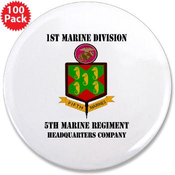 HQC5M - M01 - 01 - HQ Coy - 5th Marines with Text 3.5" Button (100 pack) - Click Image to Close