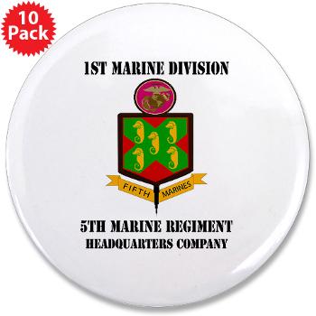 HQC5M - M01 - 01 - HQ Coy - 5th Marines with Text 3.5" Button (10 pack) - Click Image to Close