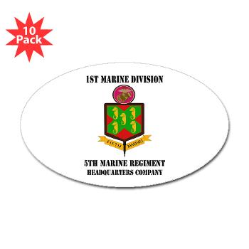 HQC5M - M01 - 01 - HQ Coy - 5th Marines with Text Sticker (Oval 10 pk) - Click Image to Close