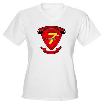 HQC7M - A01 - 04 - HQ Coy - 7th Marines Women's V-Neck T-Shirt