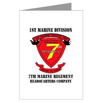 HQC7M - M01 - 02 - HQ Coy - 7th Marines with Text Greeting Cards (Pk of 10)