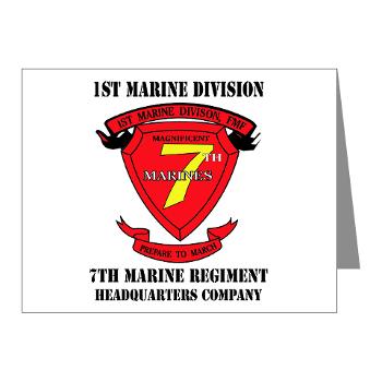HQC7M - M01 - 02 - HQ Coy - 7th Marines with Text Note Cards (Pk of 20)