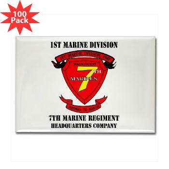HQC7M - M01 - 01 - HQ Coy - 7th Marines with Text Rectangle Magnet (100 pack) - Click Image to Close