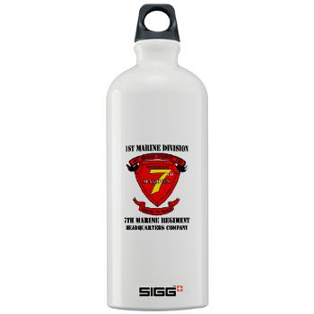 HQC7M - M01 - 03 - HQ Coy - 7th Marines with Text Sigg Water Bottle 1.0L