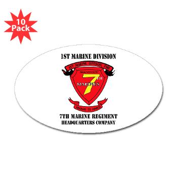 HQC7M - M01 - 01 - HQ Coy - 7th Marines with Text Sticker (Oval 10 pk) - Click Image to Close