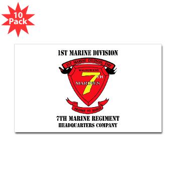 HQC7M - M01 - 01 - HQ Coy - 7th Marines with Text Sticker (Rectangle 10 pk)