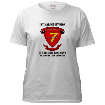 HQC7M - A01 - 04 - HQ Coy - 7th Marines with Text Women's T-Shirt