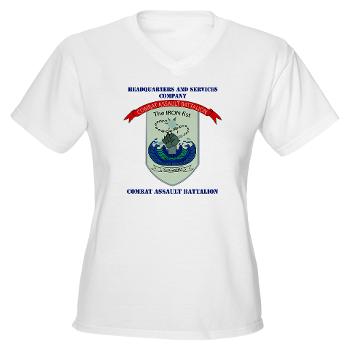 HSC - A01 - 01 - Headquarters and Services Company with Text - Women's V-Neck T-Shirt - Click Image to Close