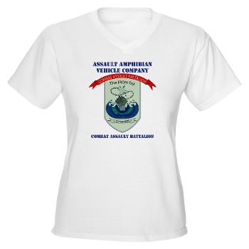 AAVC - A01 - 04 - Assault Amphibian Vehicle Company with Text Women's V-Neck T-Shirt