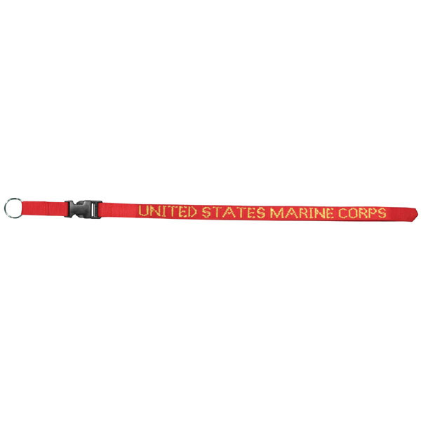United States Marine Corps Embroidered Neck Lanyard with Spilt Ring and Side Release Buckle  Quantity 10