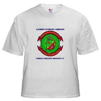 LSC - A01 - 04 - Landing support company with Text White T-Shirt
