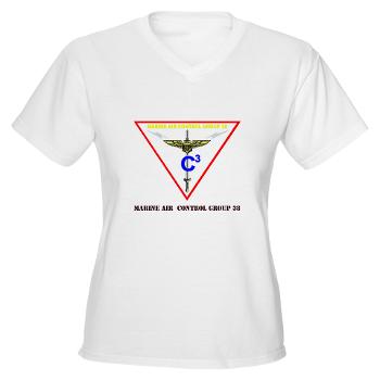 MACG38 - A01 - 04 - Marine Air Control Group 38 with Text Women's V-Neck T-Shirt - Click Image to Close