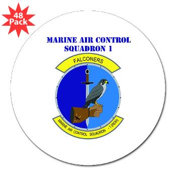 MACS1 - M01 - 01 - Marine Air Control Squadron 1 with Text - 3" Lapel Sticker (48 pk)
