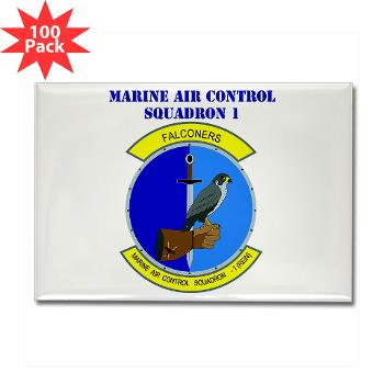 MACS1 - M01 - 01 - Marine Air Control Squadron 1 with Text - Rectangle Magnet (100 pack) - Click Image to Close