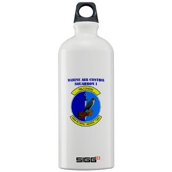 MACS1 - M01 - 03 - Marine Air Control Squadron 1 with Text - Sigg Water Bottle 1.0L