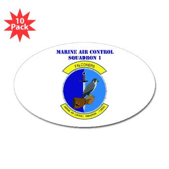 MACS1 - M01 - 01 - Marine Air Control Squadron 1 with Text - Sticker (Oval 10 pk) - Click Image to Close