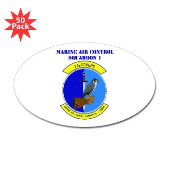 MACS1 - M01 - 01 - Marine Air Control Squadron 1 with Text - Sticker (Oval 50 pk) - Click Image to Close