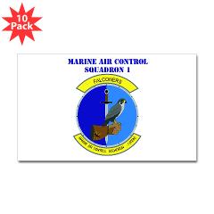 MACS1 - M01 - 01 - Marine Air Control Squadron 1 with Text - Sticker (Rectangle 10 pk) - Click Image to Close