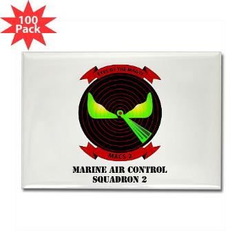 MACS2 - M01 - 01 - Marine Air Control Squadron 2 (MACS-2) with text Rectangle Magnet (100 pack)