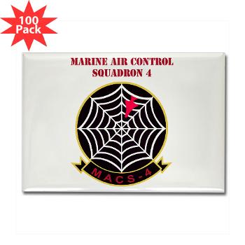 MACS4 - A01 - 01 - Marine Air Control Squadron 4 with Text - Rectangle Magnet (100 pack)