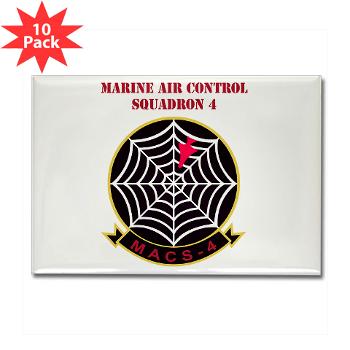 MACS4 - A01 - 01 - Marine Air Control Squadron 4 with Text - Rectangle Magnet (10 pack)