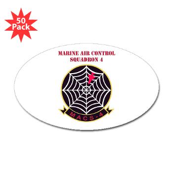 MACS4 - A01 - 01 - Marine Air Control Squadron 4 with Text - Sticker (Oval 50 pk)
