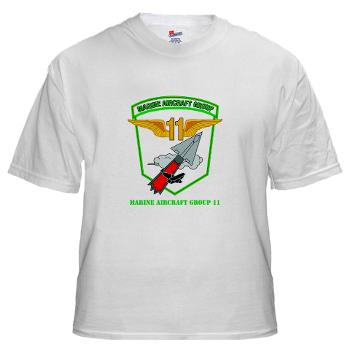MAG11 - A01 - 04 - Marine Aircraft Group 11 with Text - White T-Shirt - Click Image to Close