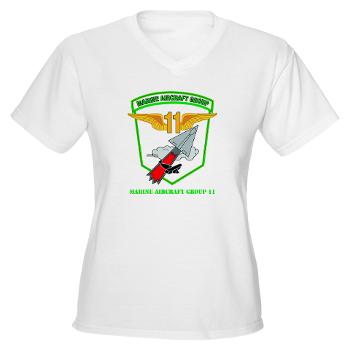 MAG11 - A01 - 04 - Marine Aircraft Group 11 with Text - Women's V-Neck T-Shirt